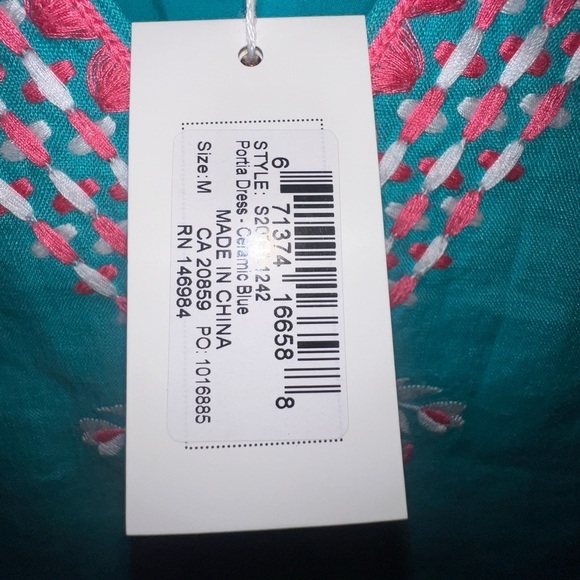 {NWT Hatley Linen Embroidered Portia Sheath Dress in Ceramic Blue Size M} - Picture 9 of 12